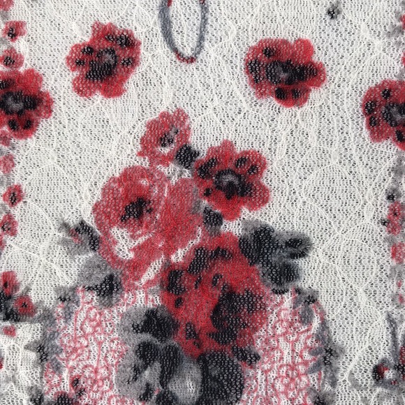 Free People Oversized Sweatshirt Small Relaxed Boho Fit Floral Lace Cottagecore - Picture 7 of 14